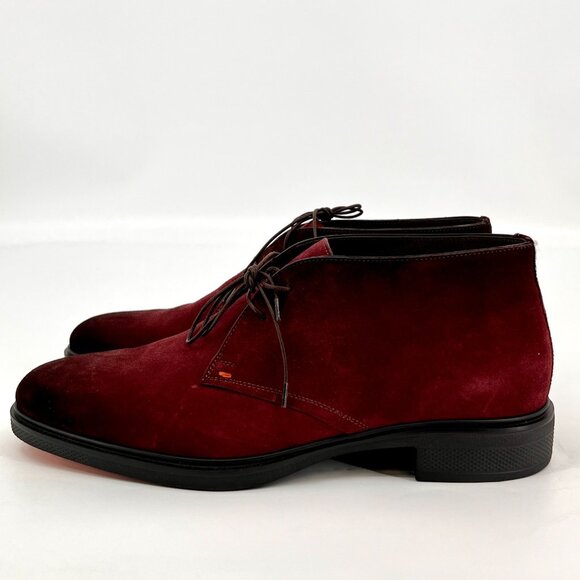 Santoni Men's Desert Boots US 9.5 Suede Burgandy New In Box - Picture 5 of 16